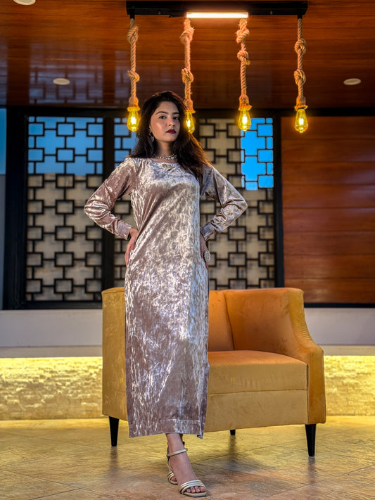 CREAM-KOREAN VELVET LUXURY SHIRT FOR ELITES