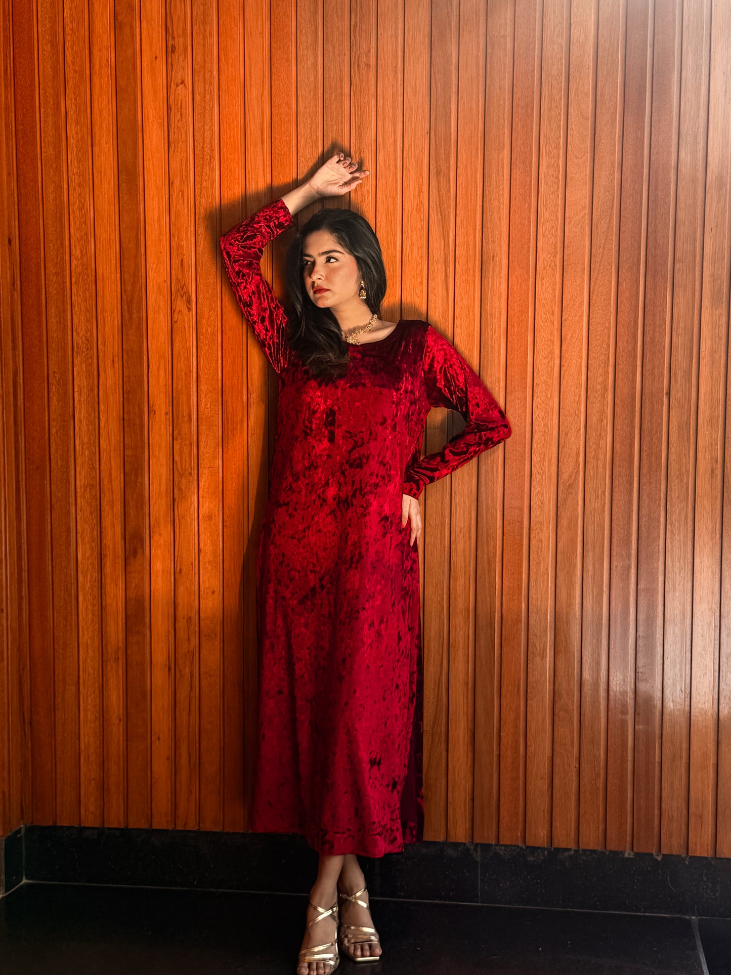 RED-KOREAN VELVET LUXURY SHIRT FOR ELITES