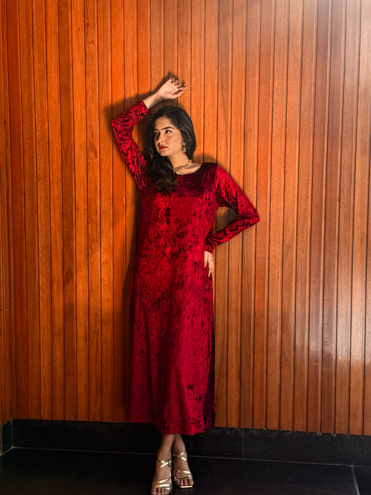 RED-KOREAN VELVET LUXURY SHIRT FOR ELITES