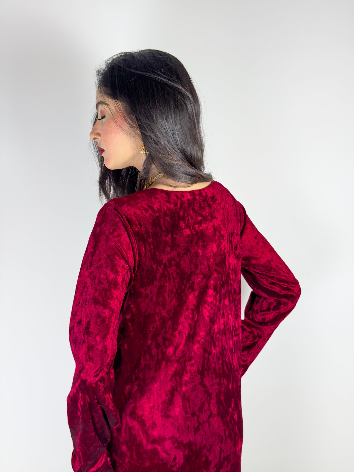 RED-KOREAN VELVET LUXURY SHIRT FOR ELITES